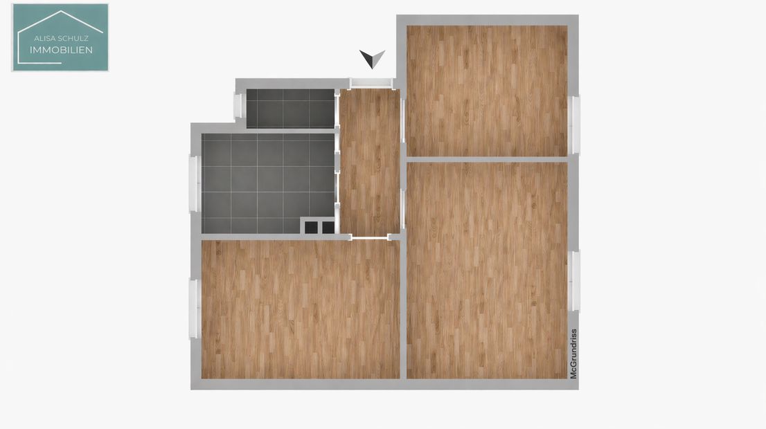 Grundriss einer 3-Zimmerwohnung